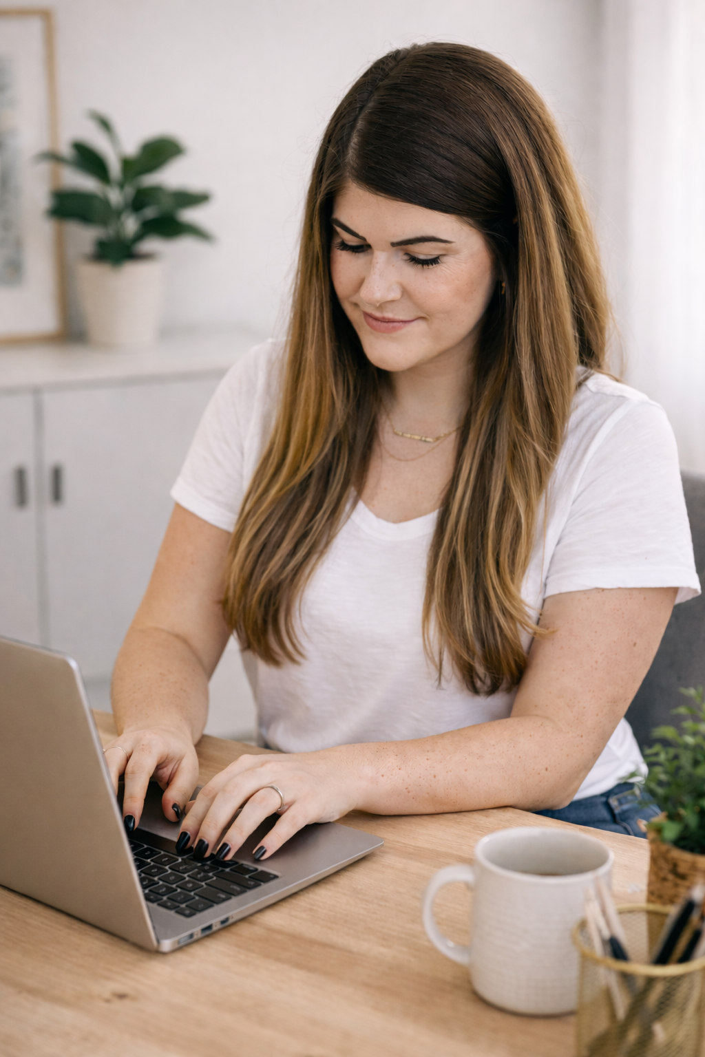 Kelsey Smith focused at her desk